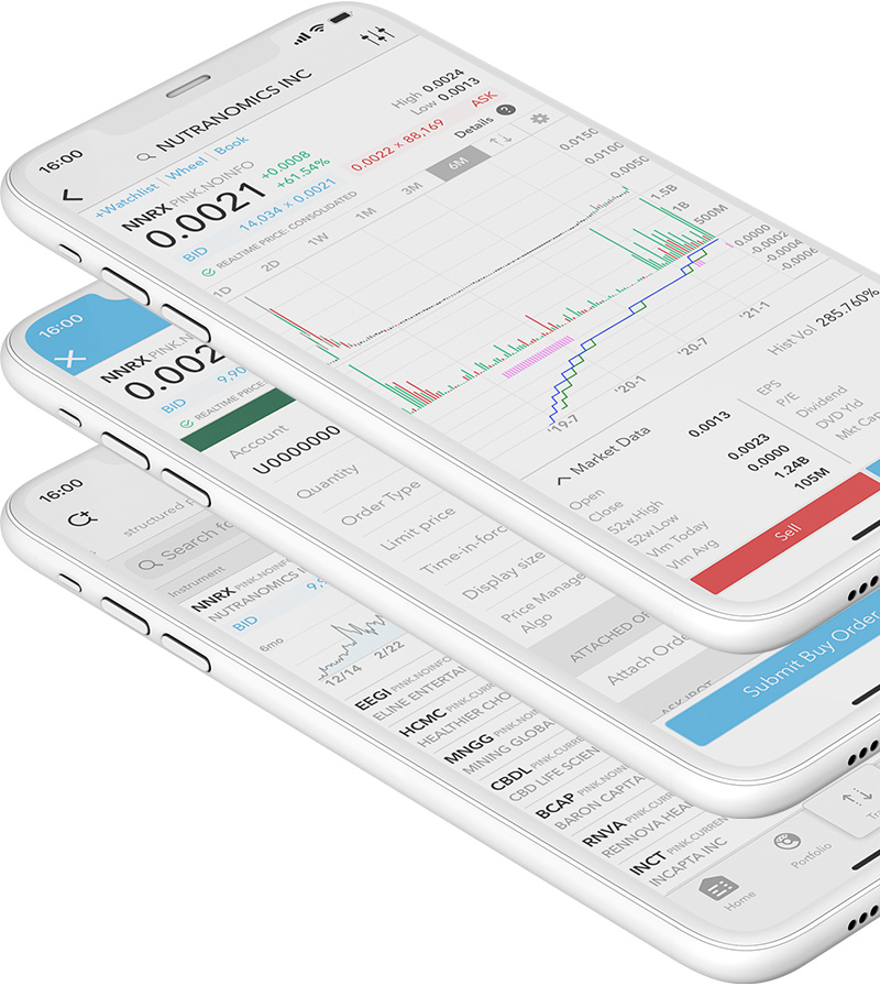 Urządzenie mobilne z aplikacją LYNX Trading umożliwiającą handel akcjami groszowymi