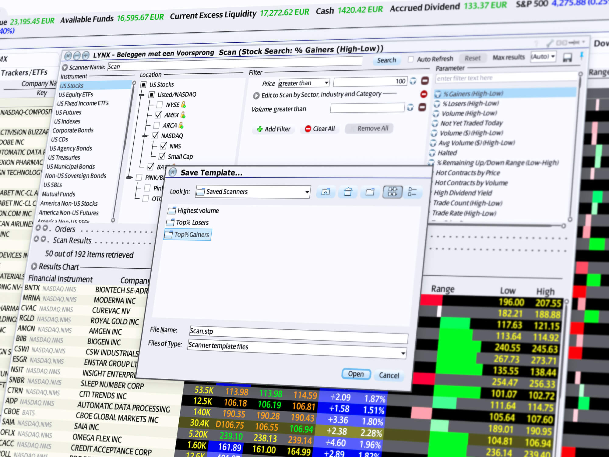 Szczegóły narzędzia handlowego MarketScanner dla łatwiejszego handlu kontraktami CFD